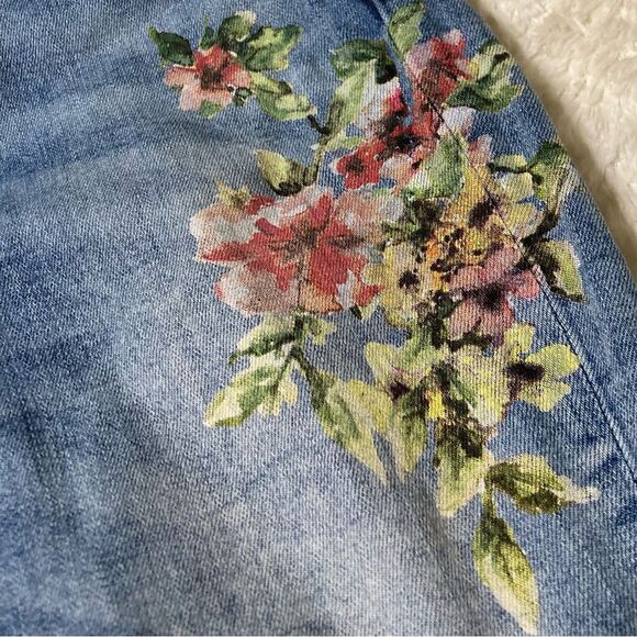 ZARA Basic Distressed Floral Print Skinny Jeans - Picture 9 of 11